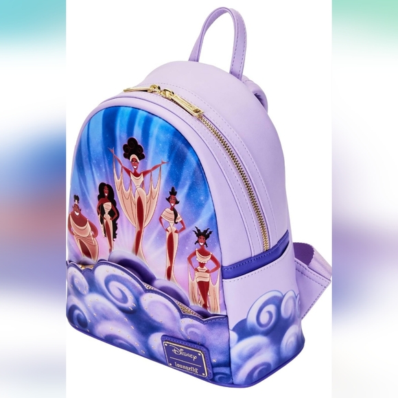 NEW Loungefly Disney Hercules Backpack Purple NWT Muses Clouds - Picture 2 of 10
